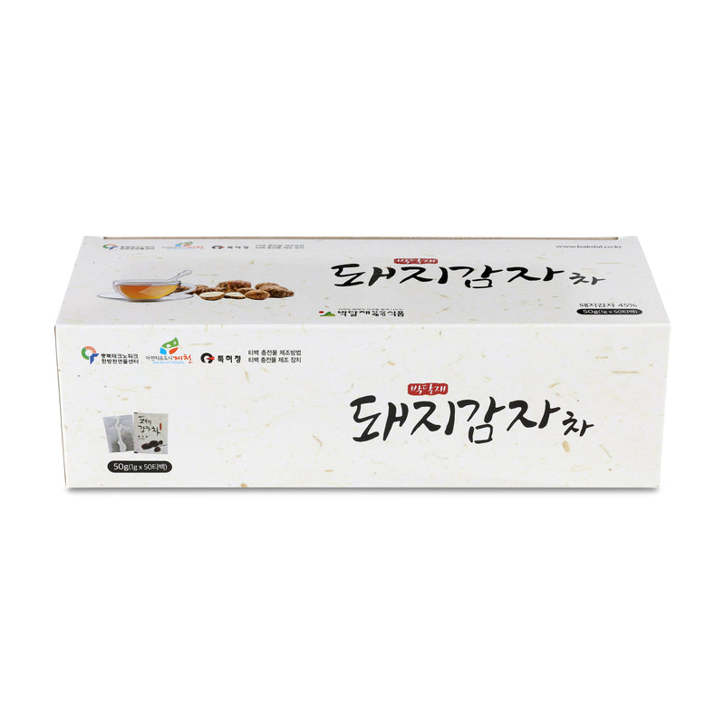 White packaging box with Korean text and graphics on a white background