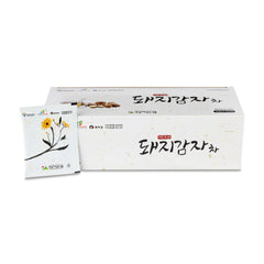 Packaging of a traditional Korean Jerusalem artichoke tea with floral design on a white background