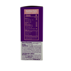 Nutrition collagen facts label and ingredient list on a purple background