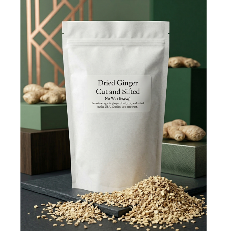 Organic Dried Ginger Root 1lb - Cut and Sifted