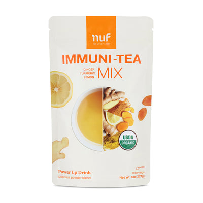 Nuf Immuni-Tea Mix package with lemon and ginger on a white background