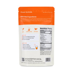Back view of NUF Immuni-Tea package with nutritional information on an orange and white background.