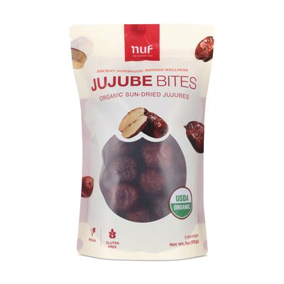 Packaging of NUF Jujube Bites on a white background