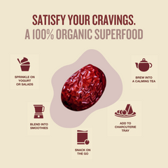 Red superfood with usage instructions on a beige background