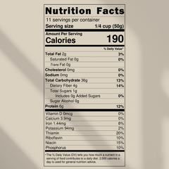 Nutrition facts label for millet on a beige background
