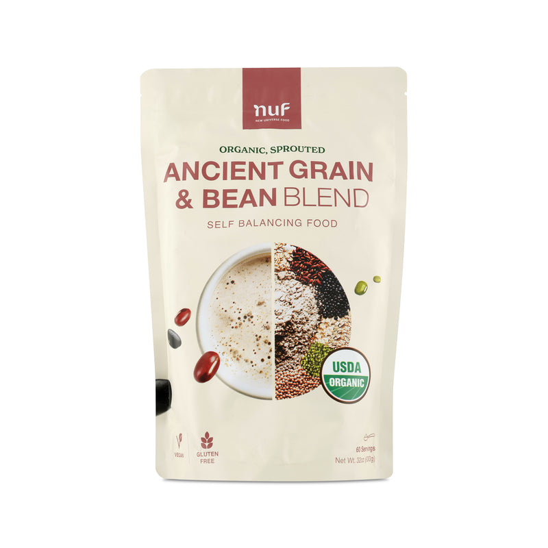 Package of NUF Ancient Grain & Bean Blend on a white background