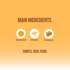 List of main ingredients with icons and text on a gradient background