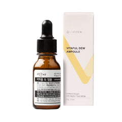 Vitaful Dew Ampoule bottle with dropper and packaging on a white background