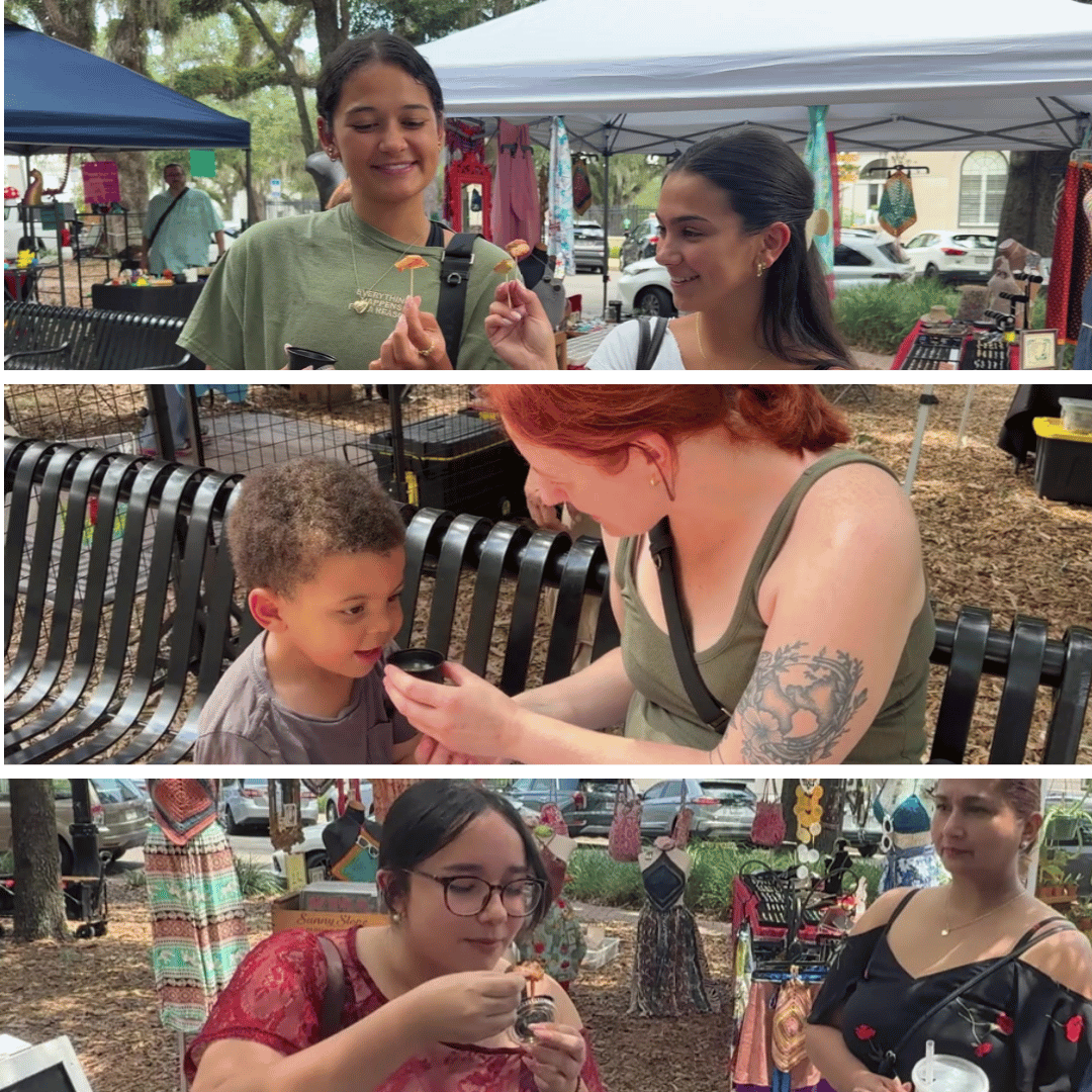 Customers sampling NUF Kimchi at a farmers market